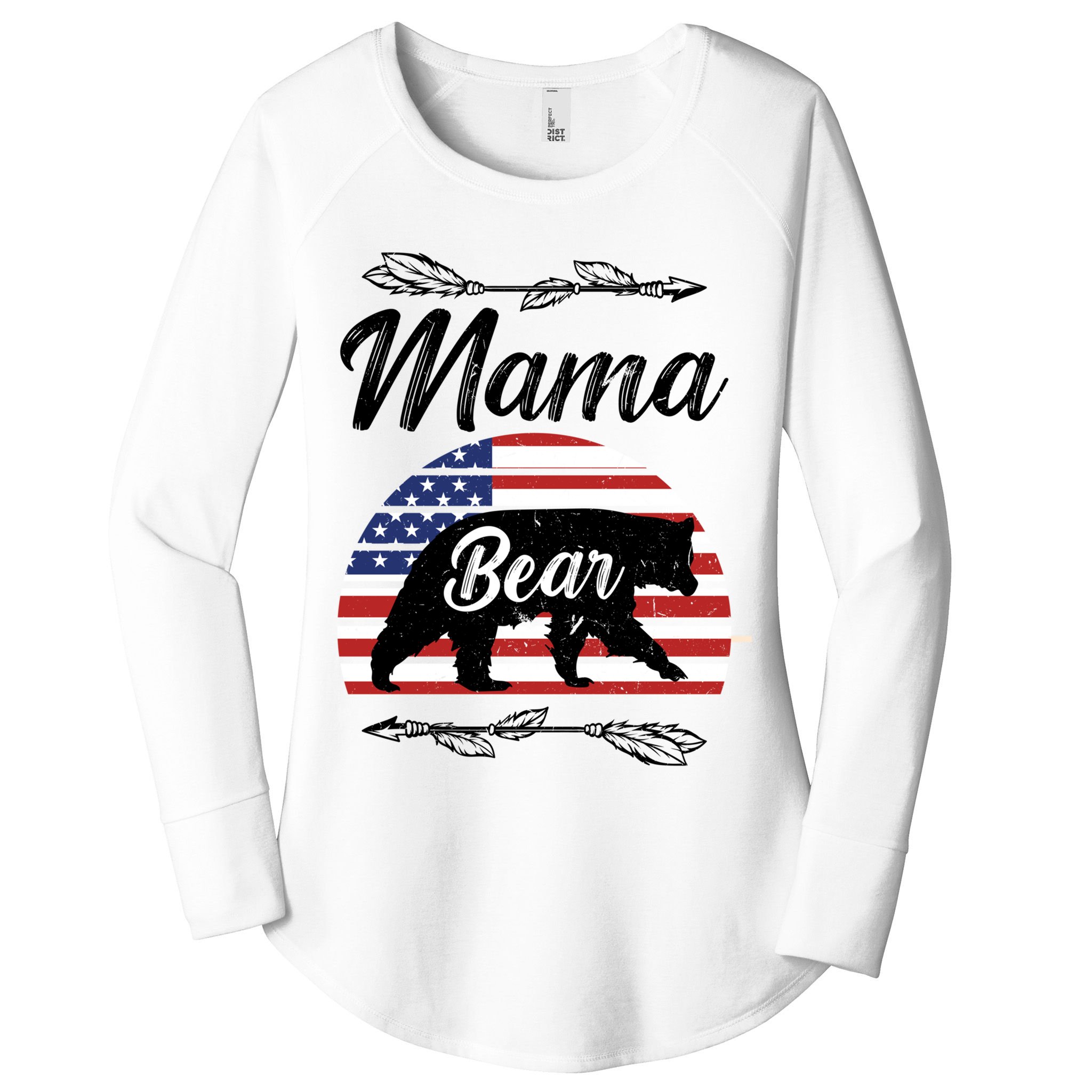 Mama Bear American Flag Funny Gift Women's Perfect Tri Tunic Long Sleeve Shirt