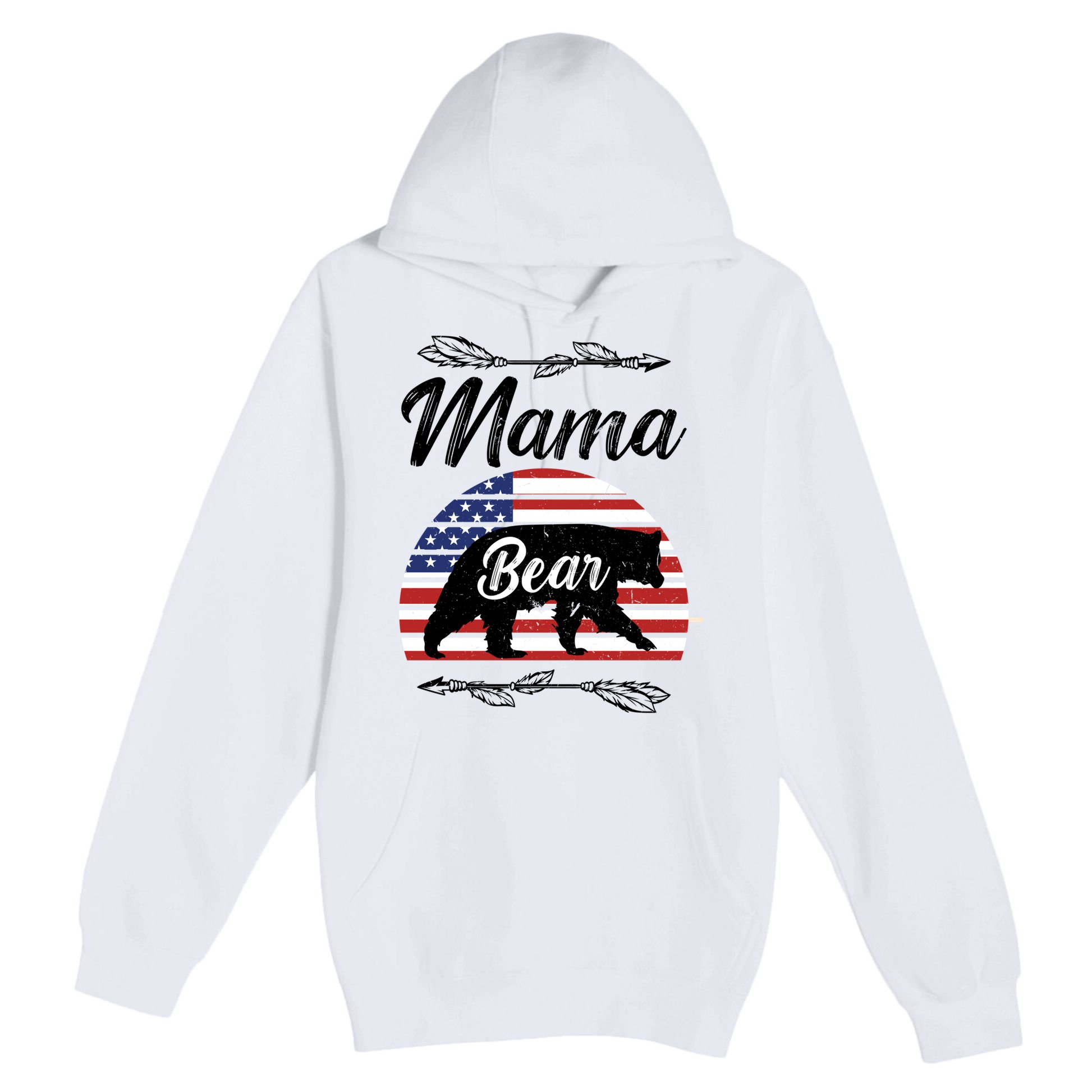 Mama Bear American Flag Funny Gift Premium Pullover Hoodie
