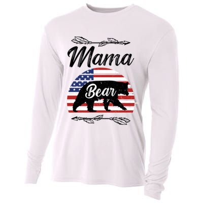 Mama Bear American Flag Funny Gift Cooling Performance Long Sleeve Crew
