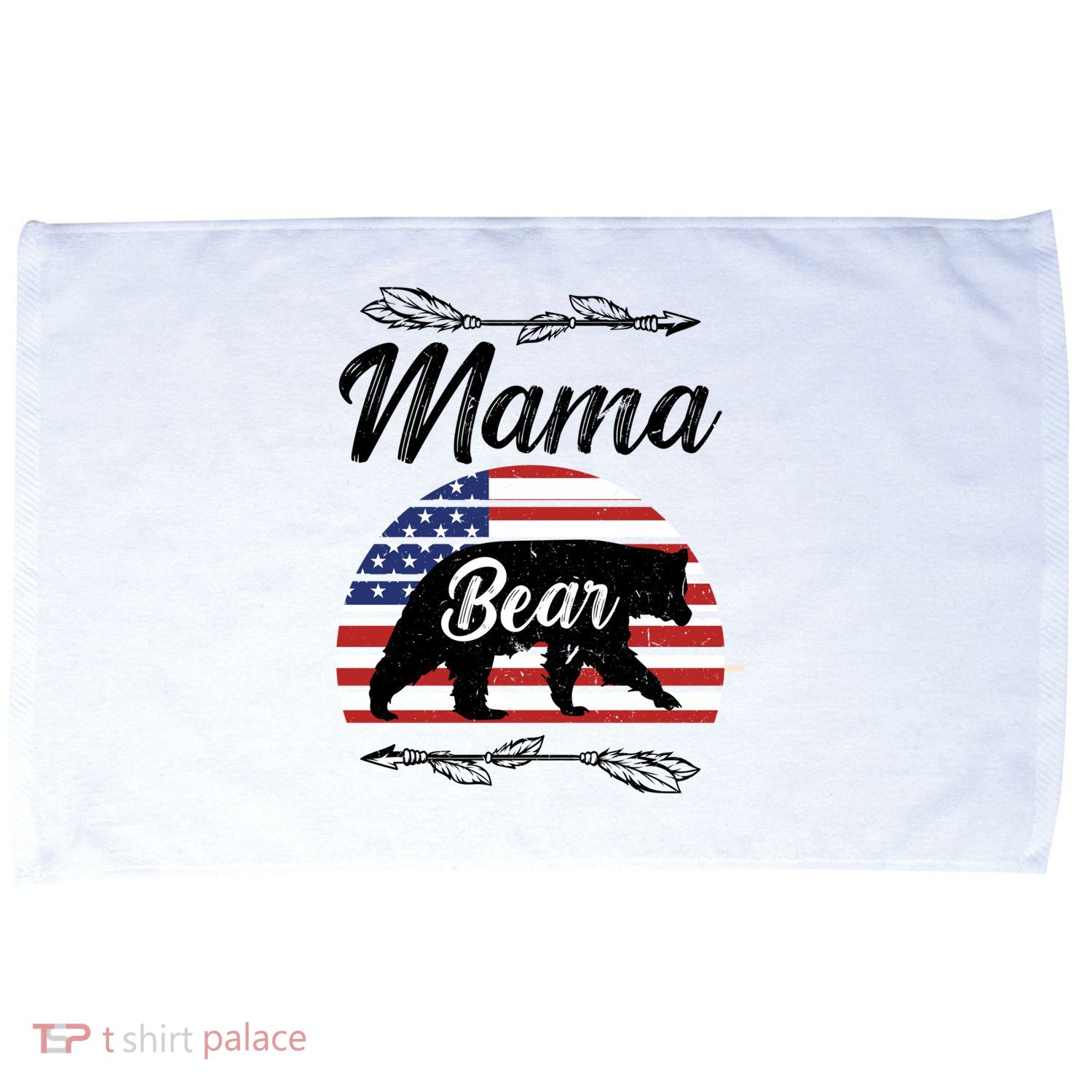 Mama Bear American Flag Funny Gift Microfiber Hand Towel