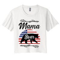Mama Bear American Flag Funny Gift Women's Crop Top Tee