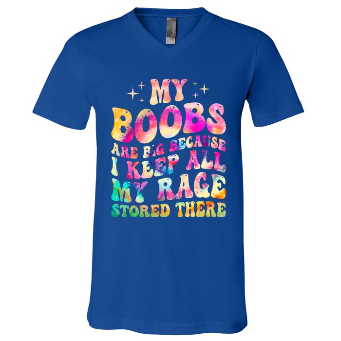 My Boobs Are Big Because I Keep All My Rage Stored There Gift V-Neck T-Shirt