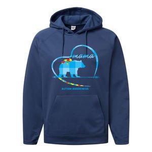 Mama Bear Autism Awareness Mom Mother Funny Gift S Gift Performance Fleece Hoodie