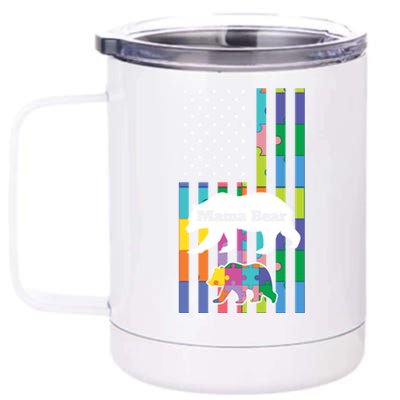 Mama Bear Autism Mother Gift 12 oz Stainless Steel Tumbler Cup