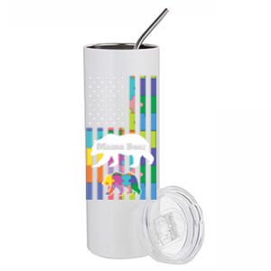 Mama Bear Autism Mother Gift Stainless Steel Tumbler