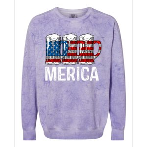 Merica Beer American Flag 4th Of July Colorblast Crewneck Sweatshirt