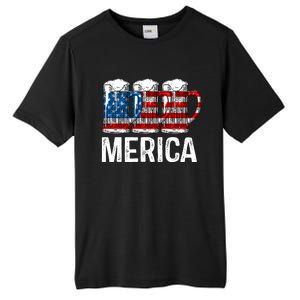 Merica Beer American Flag 4th Of July Tall Fusion ChromaSoft Performance T-Shirt