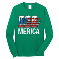 Merica Beer American Flag 4th Of July Long Sleeve Shirt