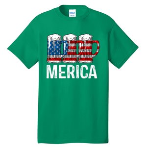 Merica Beer American Flag 4th Of July Tall T-Shirt