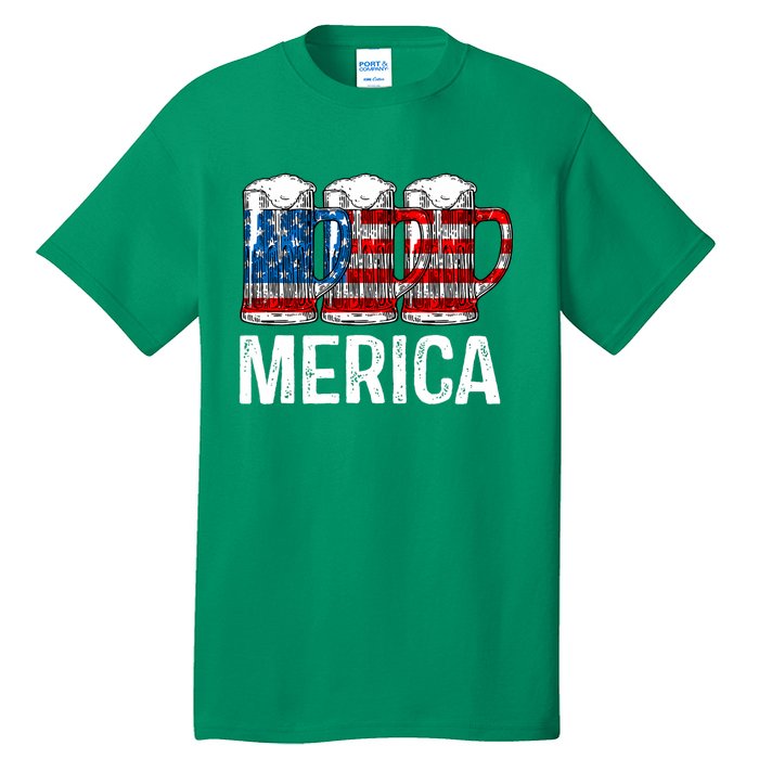 Merica Beer American Flag 4th Of July Tall T-Shirt