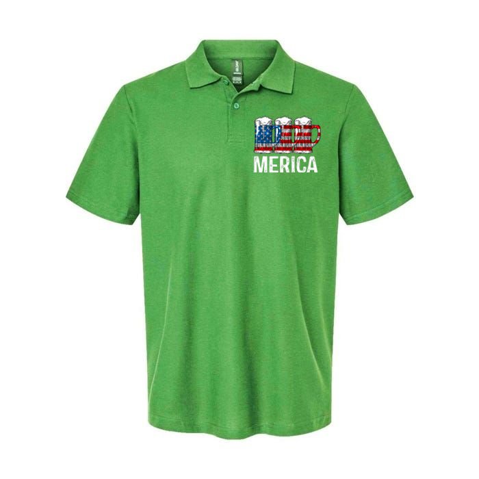 Merica Beer American Flag 4th Of July Softstyle Adult Sport Polo