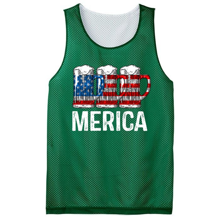 Merica Beer American Flag 4th Of July Mesh Reversible Basketball Jersey Tank