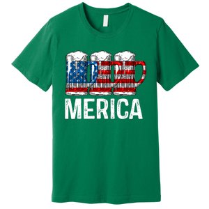 Merica Beer American Flag 4th Of July Premium T-Shirt