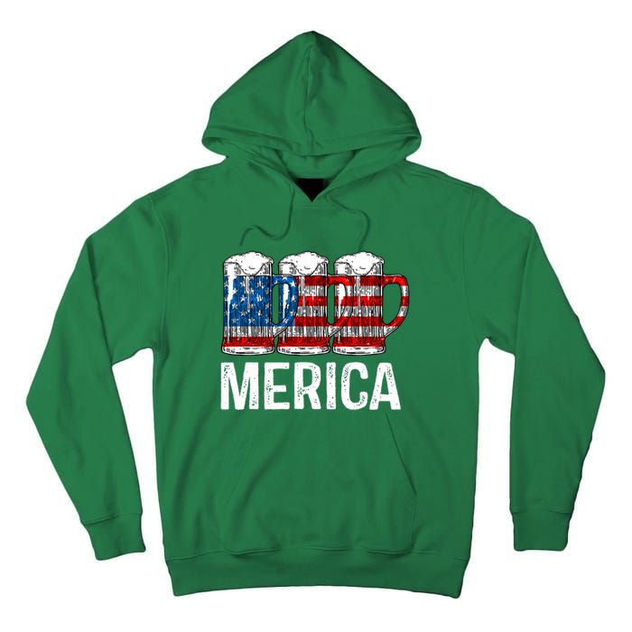 Merica Beer American Flag 4th Of July Tall Hoodie