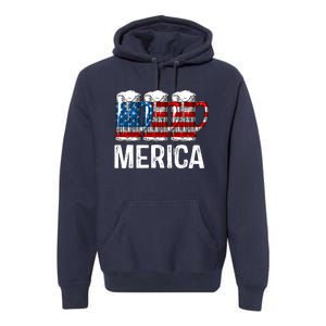 Merica Beer American Flag 4th Of July Premium Hoodie