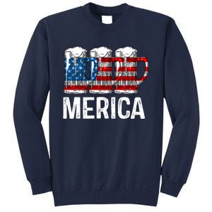 Merica Beer American Flag 4th Of July Tall Sweatshirt