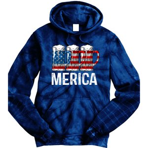 Merica Beer American Flag 4th Of July Tie Dye Hoodie