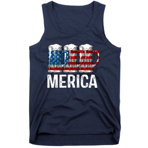 Merica Beer American Flag 4th Of July Tank Top