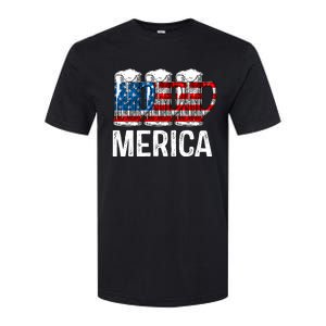 Merica Beer American Flag 4th Of July Softstyle CVC T-Shirt