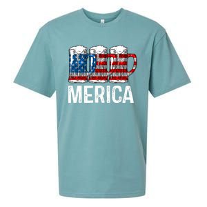 Merica Beer American Flag 4th Of July Sueded Cloud Jersey T-Shirt