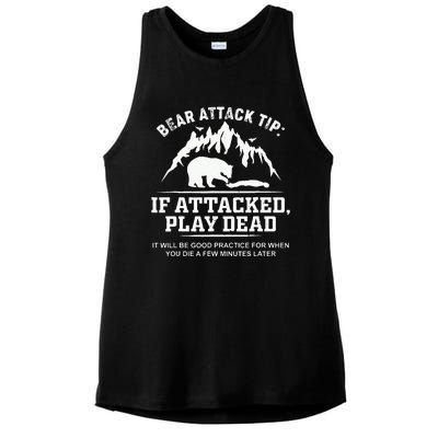 Mountain Bear Attack Tip If Attacked Play Dead Ladies PosiCharge Tri-Blend Wicking Tank