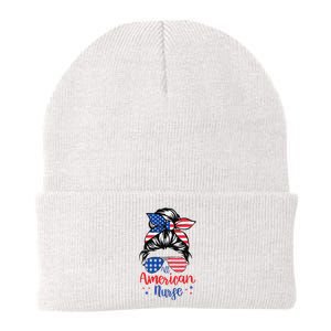 Messy Bun All American Nurse Memorial Day for  Knit Cap Winter Beanie