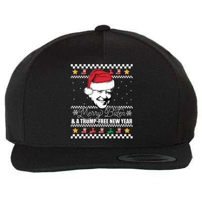 Merry Biden And A Trumpfree New Year Ugly Christmas Gift Wool Snapback Cap