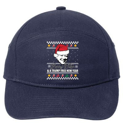 Merry Biden And A Trumpfree New Year Ugly Christmas Gift 7-Panel Snapback Hat