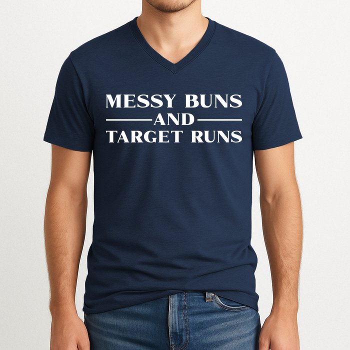 Messy Buns And Target Runs V-Neck T-Shirt