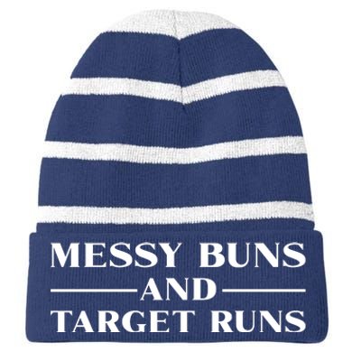 Messy Buns And Target Runs Striped Beanie with Solid Band