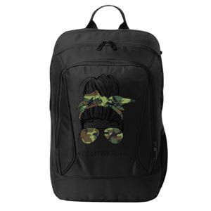 Messy Bun Army Wife Life Camo Print Sunglasses Mothers Day City Backpack