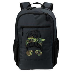 Messy Bun Army Wife Life Camo Print Sunglasses Mothers Day Daily Commute Backpack