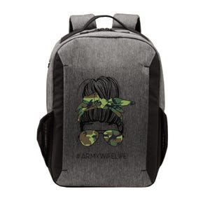 Messy Bun Army Wife Life Camo Print Sunglasses Mothers Day Vector Backpack