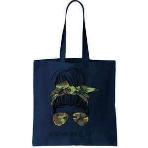 Messy Bun Army Wife Life Camo Print Sunglasses Mothers Day Tote Bag