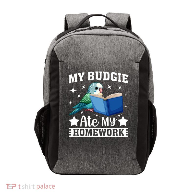 My Budgie Ate My Homework Budgerigar Parakeet Gift Vector Backpack