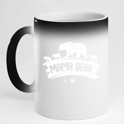 Mama Bear And Three Cubs 11oz Black Color Changing Mug