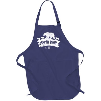 Mama Bear And Three Cubs Full-Length Apron With Pockets