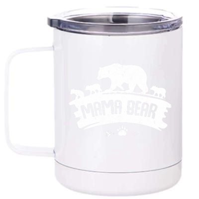 Mama Bear And Three Cubs 12 oz Stainless Steel Tumbler Cup