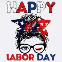 Messy Bun American Flag Labor Day Woman USA Vintage Bucket Hat