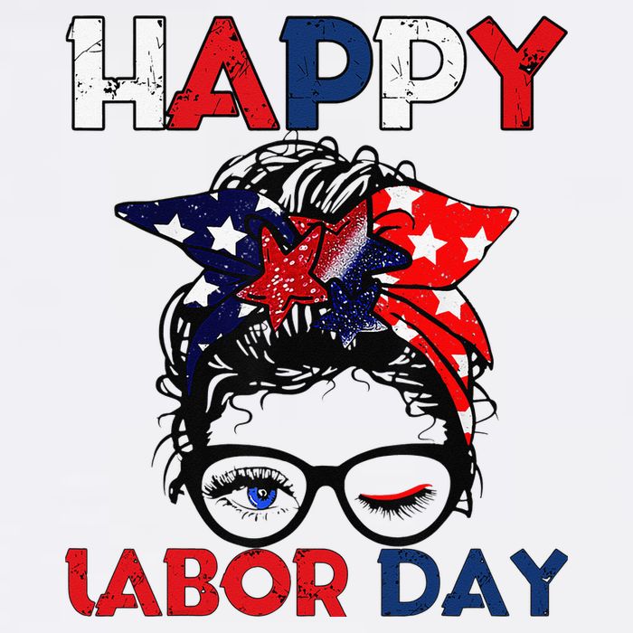 Messy Bun American Flag Labor Day Woman USA Vintage Bucket Hat