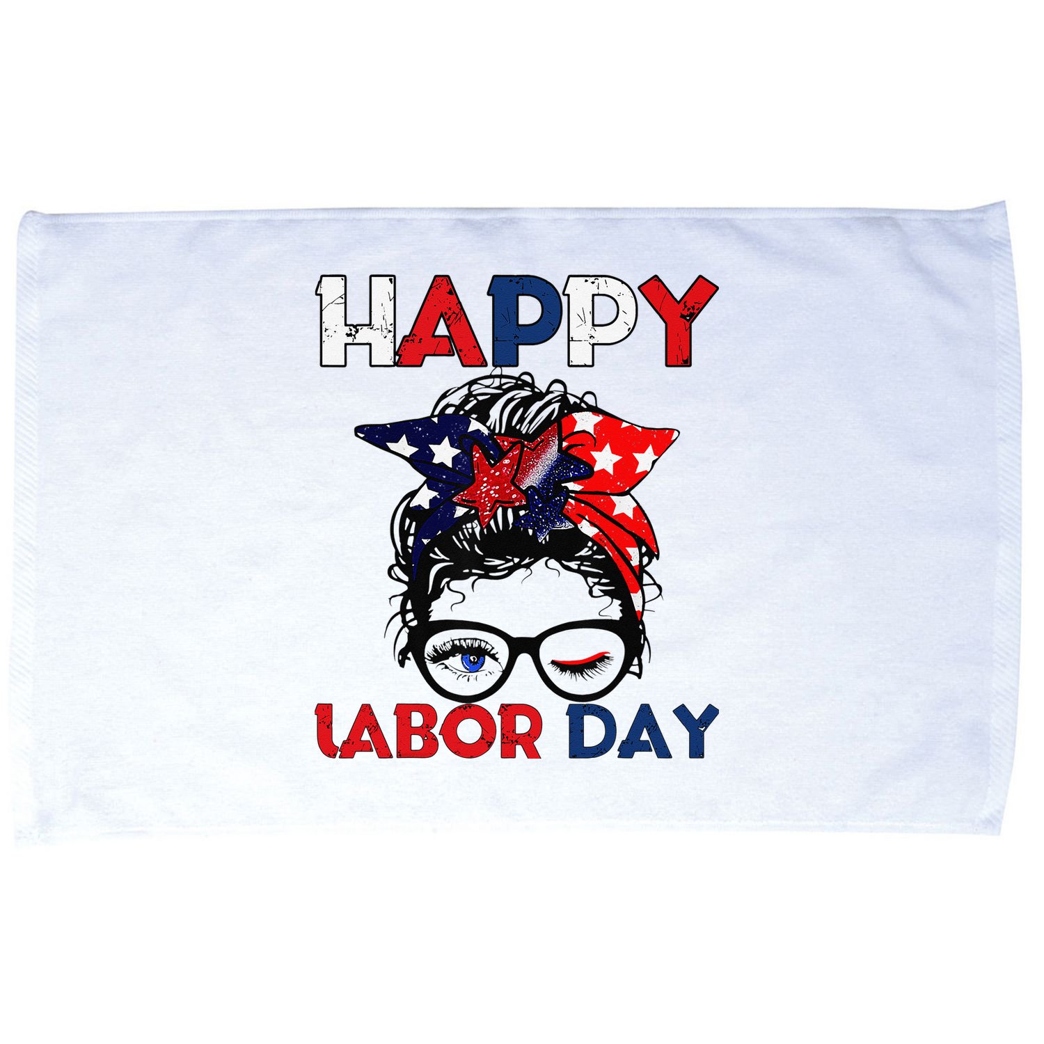 Messy Bun American Flag Labor Day Woman USA Vintage Microfiber Hand Towel