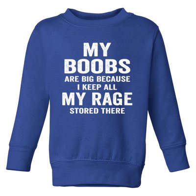 My Boobs Are Big Because I Keep All My Rage Stored There Gift Toddler Sweatshirt