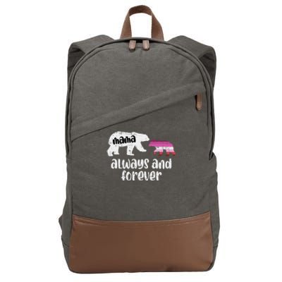 Mama Bear Always Forever Lesbian Lgbtq Pride Flag Women Cotton Canvas Backpack