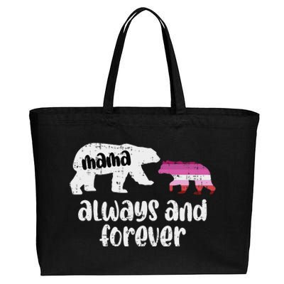 Mama Bear Always Forever Lesbian Lgbtq Pride Flag Women Cotton Canvas Jumbo Tote