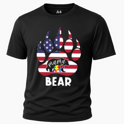 Mama Bear Autism American Flag 4th Of July Patriotic Mom Gift Performance Shirt