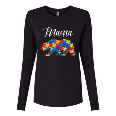 Mama Bear Autism Awareness Autism Mom Autism Awareness Gift Womens Cotton Relaxed Long Sleeve T-Shirt