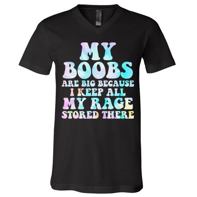 My Boobs Are Big Because I Keep All My Rage Stored There V-Neck T-Shirt