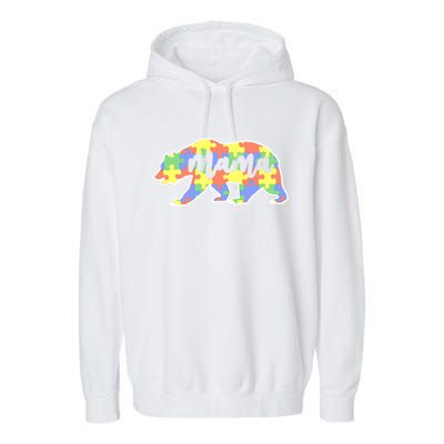 Mama Bear Autism Gift For Autism Awareness Mom Gift Garment-Dyed Fleece Hoodie