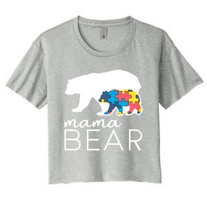 Mama Bear Autism Mom Gift Women's Crop Top Tee