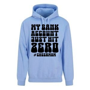 My Bank Account Just Hit Zero Cheer Mom Cheerleader Groovy Gift Unisex Surf Hoodie